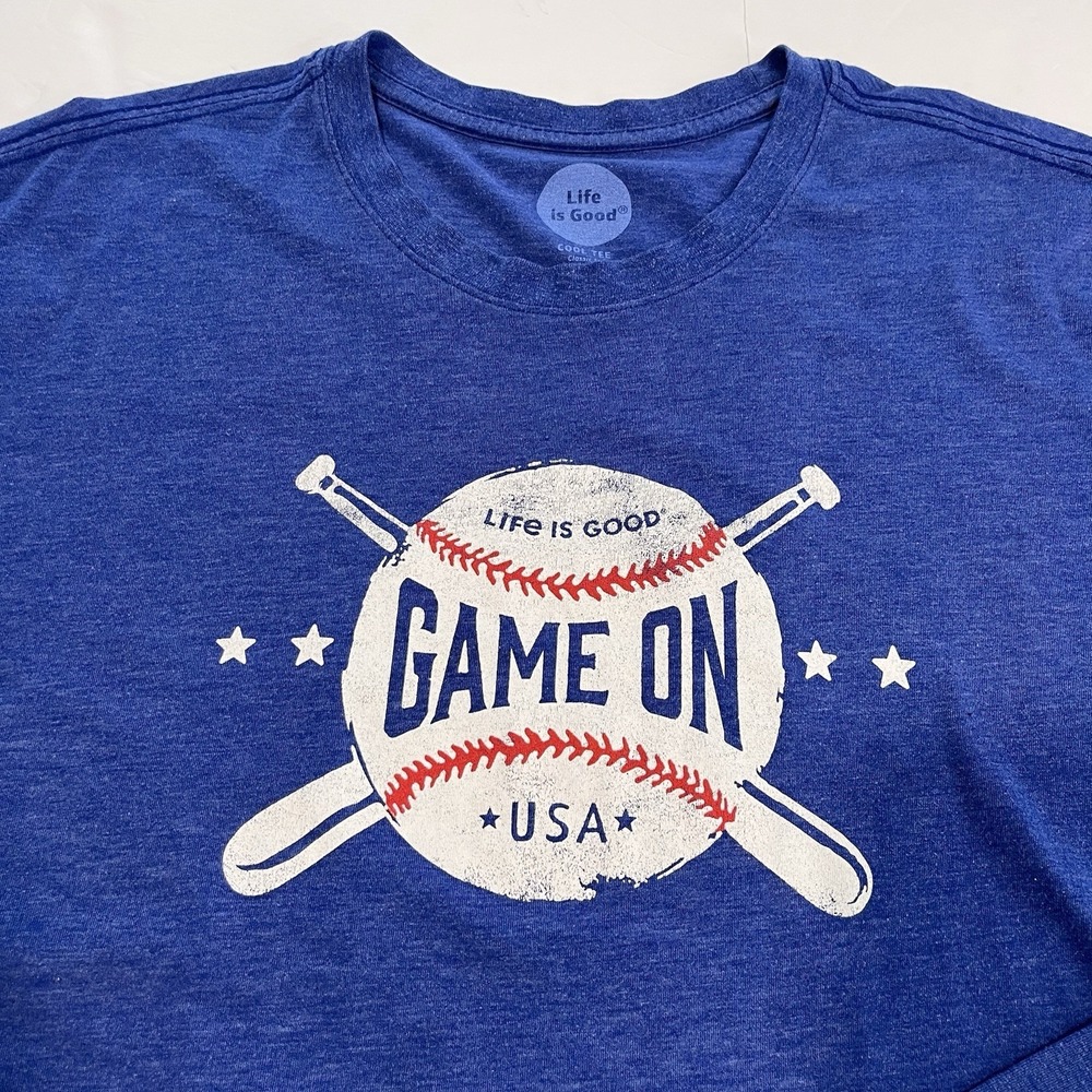 Life is Good Mens Baseball Game On Long Sleeve Crew Neck Crusher Lite Tee XL
